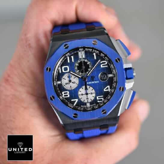 Audemars Piguet Royal Oak Offshore Chronograph 26405CE.OO.A002CA.01 "Black & Blue" Near Original Replica ap royal offshore blue replica hand ap-royal-offshore-blue-replica-hand
