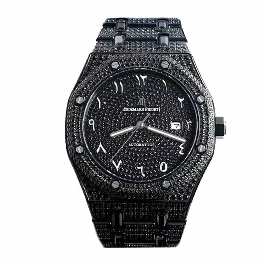 audemars-piguet-royal-black-diamonds-with-arabic-dial-a160m266-replica-1 Audemars Piguet Royal Oak A160M266 “Diamond” Exclusive Clone 1:1 - Image 1