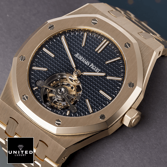 Audemars Piguet Royal Oak Tourbillon 26522OR "Rose Gold" Ultra Realistic Replica audemars piguet royal oak 26522OR.OO .1220OR.01 replica stick Audemars Piguet Royal Oak Blue Dial Replica gold bracelet