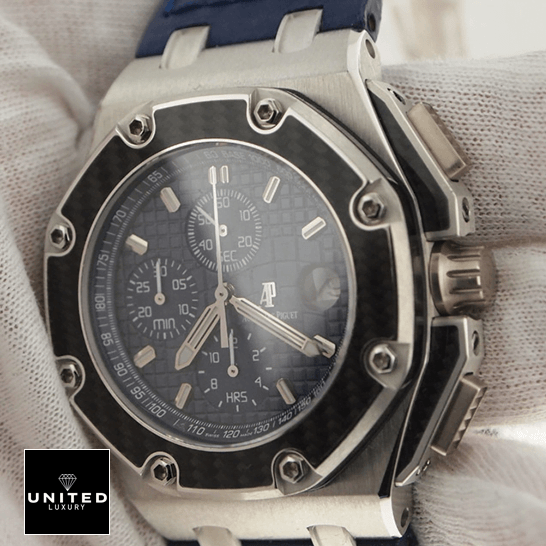 Audemars Piguet Royal Oak Offshore 26030PO.OO.D021IN.01 "Juan Pablo Montoya" Luxury Clone Quality audemars piguet royal oak offshore 26030PO.OO .D021IN.01 replica sapphire Audemars Piguet 26030PO.OO_.D021IN.01 Blue Dial Replica Crown / Push Button