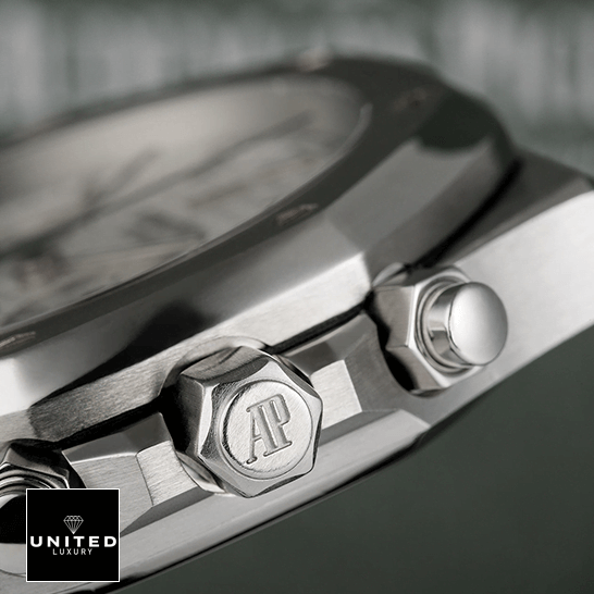 Audemars Piguet Royal Oak Chronograph 26300ST.OO.1110ST.05 Exact Replica 1:1 Audemars Piguet 25860ST.OO_.1110ST.05 Royal Oak White Replica crown / push button