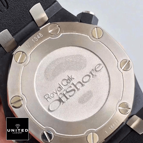 Audemars Piguet Royal Oak Offshore Diver 15706AU "Forged Carbon" Perfect Clone Edition audemars piguet royal oak offshore diver 15706AU.OO .A002CA.01 replica back Audemars Piguet Royal Oak Offshore Stainless Steel Case Replica white background