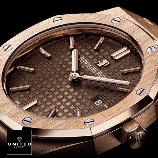 Ap Quartz Replica audemars piguet royal oak quartz 67650OR.OO .1261OR.01 unitedluxury pinkgold brown 1 Audemars Piguet 67650OR.OO_.1261OR.01 Royal Oak Brown Dial Replica