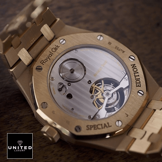 Royal Oak Tourbillon Replica audemars piguet royal oak tourbillon extra plat machanisma Audemars Piguet Royal Oak Tourbliion Stainless Steel Case Replica brown background