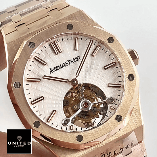 Audemars Piguet Royal Oak Tourbillon 26522ST "Skeleton Dial" Luxury Clone Quality audemars piguet royal oak tourbillon white dial 20180803AP004 man dial Audemars Piguet Royal Oak White Dial Tourbillion Replica front view