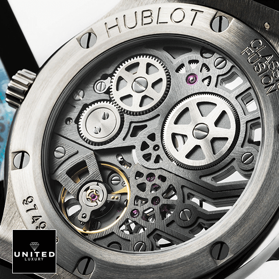 Hublot Classic Fusion 505.NX.0170.LR "Skeleton Dial" Top Replica 1:1 hublot classicfusion 505.nx .0170.lr replica back Hublot Classic Fusıon Stainless Steel Replica front mechanism view