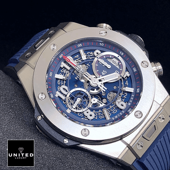 Hublot Big Bang Unico 411.JX.4802.RT "Sapphire" Elite Super Clone hublot big bang unico blue 411 NX 5179 RX replica front Hublot Big Bang Unico Blue 411_NX_5179_RX Blue Dial Replica