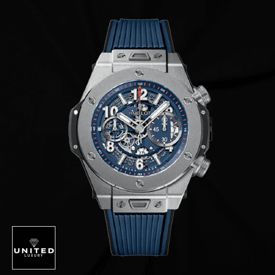 Hublot Big Bang Unico 411.JX.4802.RT "Sapphire" Elite Super Clone hublot big bang unico blue 411 NX 5179 RX replica front two Hublot Big Bang Unico Blue 84.394.-5471.NL_.7112.RX Replica black background