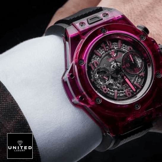 Hublot Big Bang Unico "Red Sapphire" Skeleton 411.JR.4901.RT Ultra Detailed Clone hublot big bang unico red sapphire 411.JR .4901.RT hand Hublot Big Bang Unico Red Sapphire 411.JR_.4901.RT Replica on the man wrist