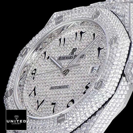 Audemars Piguet Royal Oak "Iced Out" 15400ST.OO.1220ST.02 Authentic Replica Edition iceout1 Audemars Piguet Royal Oak Custom Pave Diamond Set (Arabic) Dial Replica