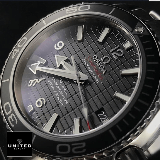 Omega Seamaster Planet Ocean 232.30.42.21.01.004 "James Bond" Authentic Copy 1:1 omega seamaster planet ocean 232.30.42.21.01.004 replica dial Omega Seamaster Planet Ocean 232.30.42.21.01.004 Black Dial Replica front view
