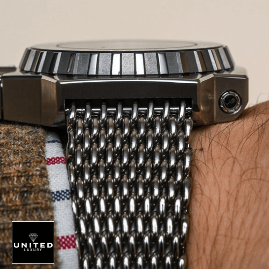 Omega Seamaster Ploprof Titanium 227.90.55.21.99.001 "Ploprof" Luxury Clone Quality omega seamaster ploprof 227.90.55.21.99.001 replica side Omega Stainless Steel Case & Bracelet Replica on the man wrist