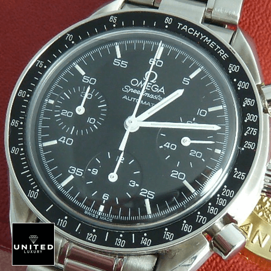 Omega Speedmaster Reduced 3510.50 Luxury Clone Quality omega speedmaster 3510.50 replica front Omega Speedmaster 3510.50 Black Dial & Bezel Replica front view