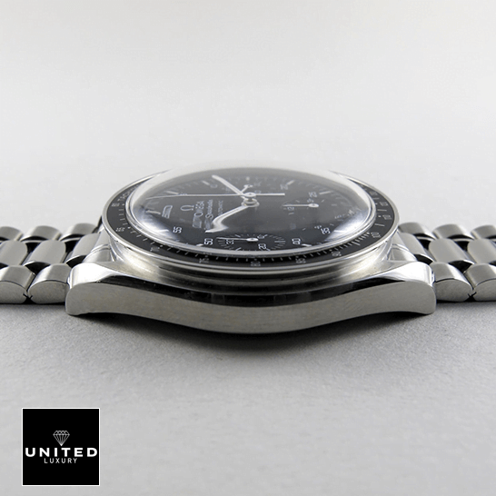 Omega Speedmaster Reduced 3510.50 Luxury Clone Quality omega speedmaster 3510.50 replica leftside Omega Speedmaster 3510 Black Dial Stainless Steel Replica white background