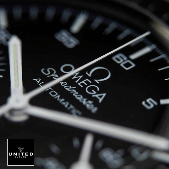Omega Speedmaster Reduced 3510.50 Luxury Clone Quality omega speedmaster 3510.50 replica stick Omega Speedmaster Automatic Black Dial Replica close analog view