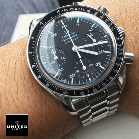 Omega Speedmaster Reduced 3510.50 Luxury Clone Quality omega speedmaster 3510.50 replica wrist Omega Speedmaster 3510.50 Black Dial Replica on the wrist