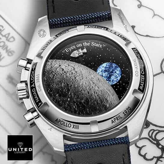 Omega Speedmaster "Snoopy" 310.32.42.50.02.001 True to Original Copy omega speedmaster snoopy 310 32 42 50 02 001 3 replica Omega Speedmaster Apollo Stainless Steel Replica upside moon view