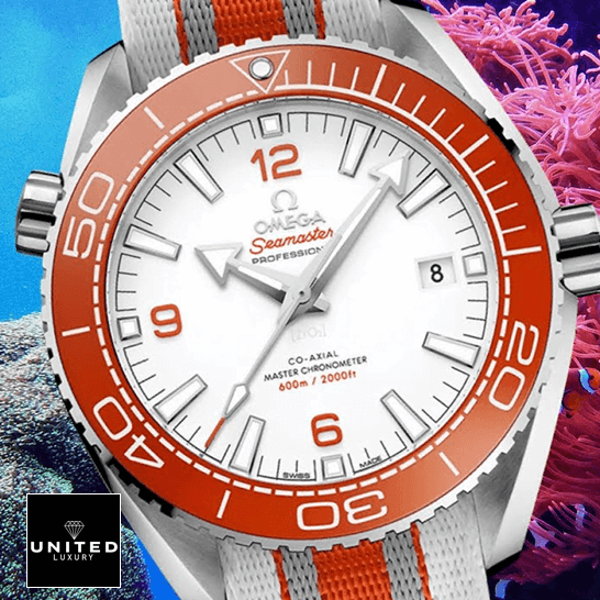 Omega Seamaster 215.32.44.21.04.001 Orange Bezel Replica ocean background