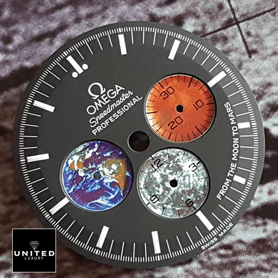Omega Speedmaster Professional 3577.50.00 "From the Moon to Mars" Master Clone Quality Omega Speedmaster From The Moon Mars Dial Replica dial close view