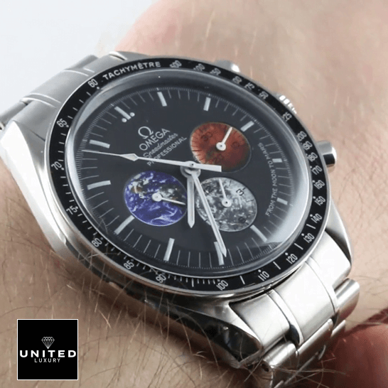 Omega Speedmaster Professional 3577.50.00 "From the Moon to Mars" Master Clone Quality Omega Speedmaster Moon Mars Dial Replica steel on the wrist