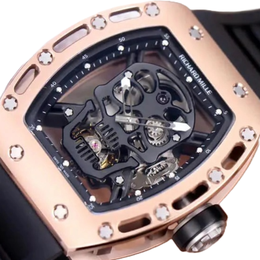 richard-mille-rm52-01-tourbillion-rose-gold-replica-7 Richard Mille RM 52-01 Tourbillon “Skull” Dial Rose Gold Detailed Replica - Image 1