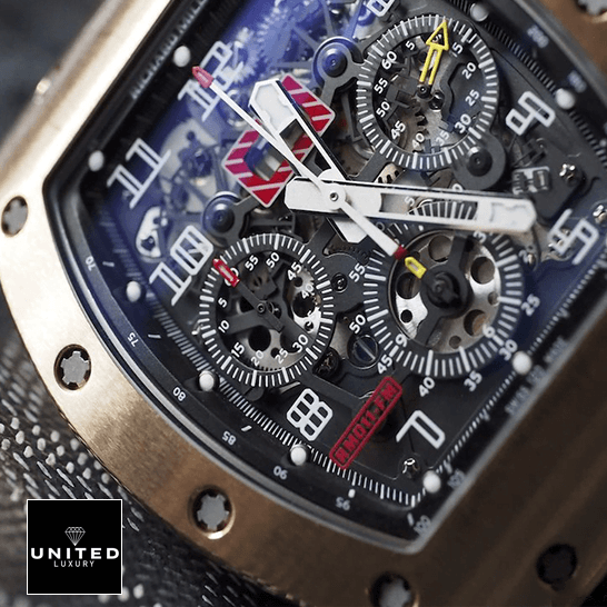 Richard Mille RM 011 "Felipe Massa" Chronograph Premium Duplicate Richard Mille Felipe Massa RM011RG Black Dail Replica