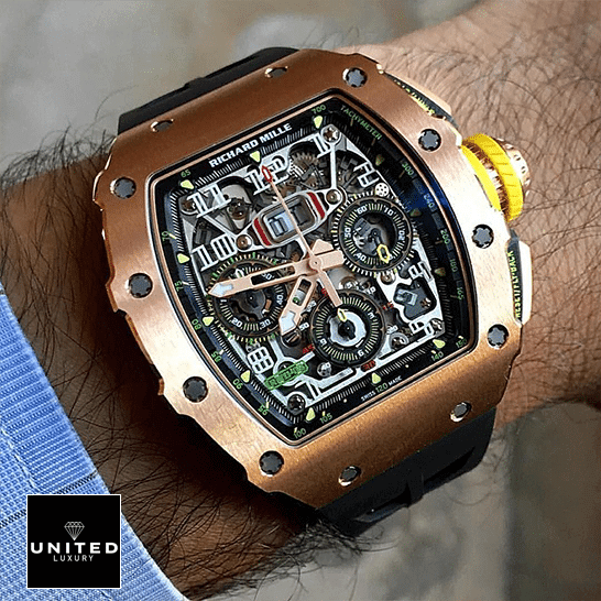 Richard Mille RM 11-03 "Rose Gold" Master Clone Quality richard mille rm 011 Richard Mille RM01103 Rose Gold Black Dial Replica on the wrist