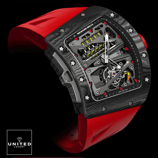Richard Mille RM 70-01 "Tourbillon" Perfect Clone Edition rm 70 Richard Mille 70-01 Red Rubber Bracelet Rpelica black background