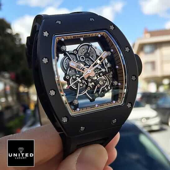 Richard Mille RM 055 "Bubba Watson" Perfect Clone Quality unitedluxury rm 055 2 Richard Mille RM055 Bubba Watson Replica on the hand city background